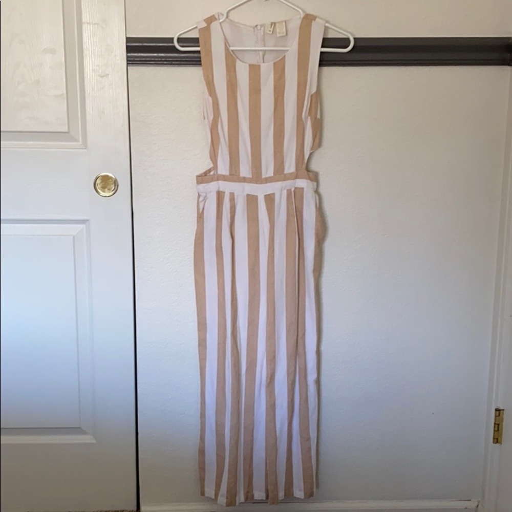 Tan and White Striped Jumper with cutout
